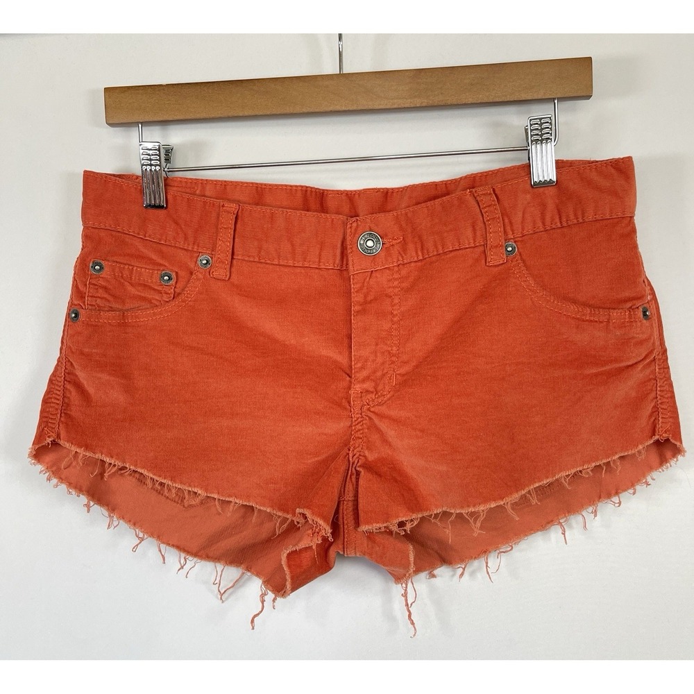 Rip Curl Womens Corduroy Shorts Size 7 Orange Pockets Stretch Surf Boho Festival
